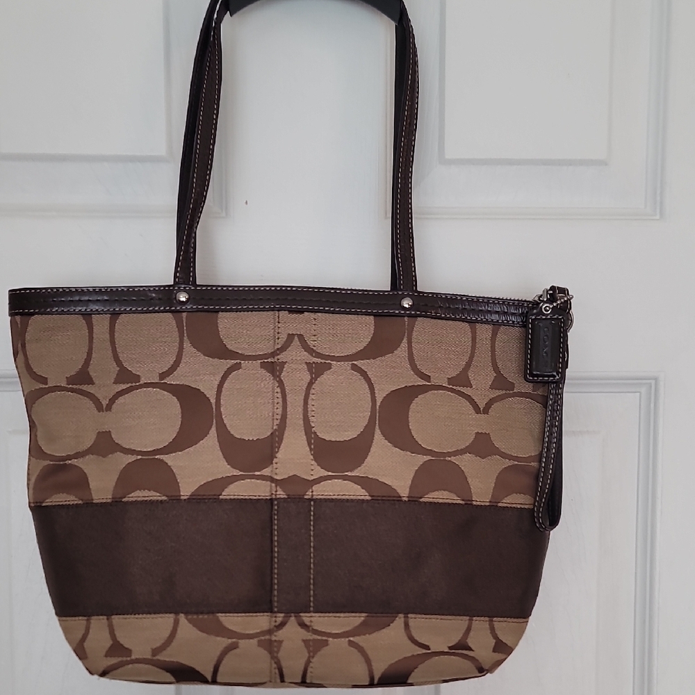 Coach Tan and Brown Signature Tote